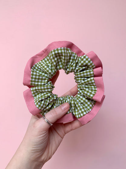 Olive Gingham | Trimmed Scrunchie