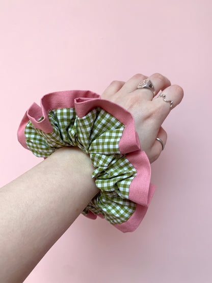 Olive Gingham | Trimmed Scrunchie