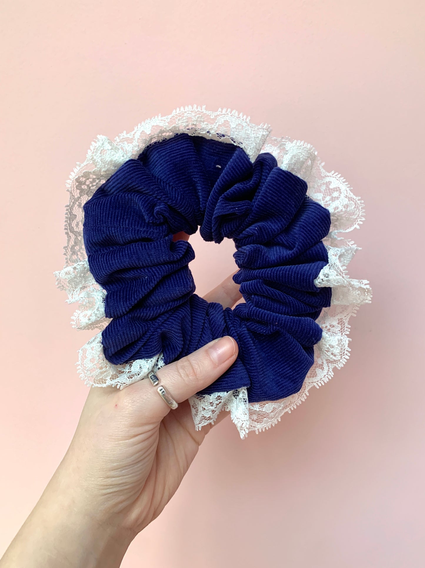 Blue Babycord | Trimmed Scrunchie