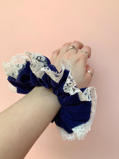 Blue Babycord | Trimmed Scrunchie