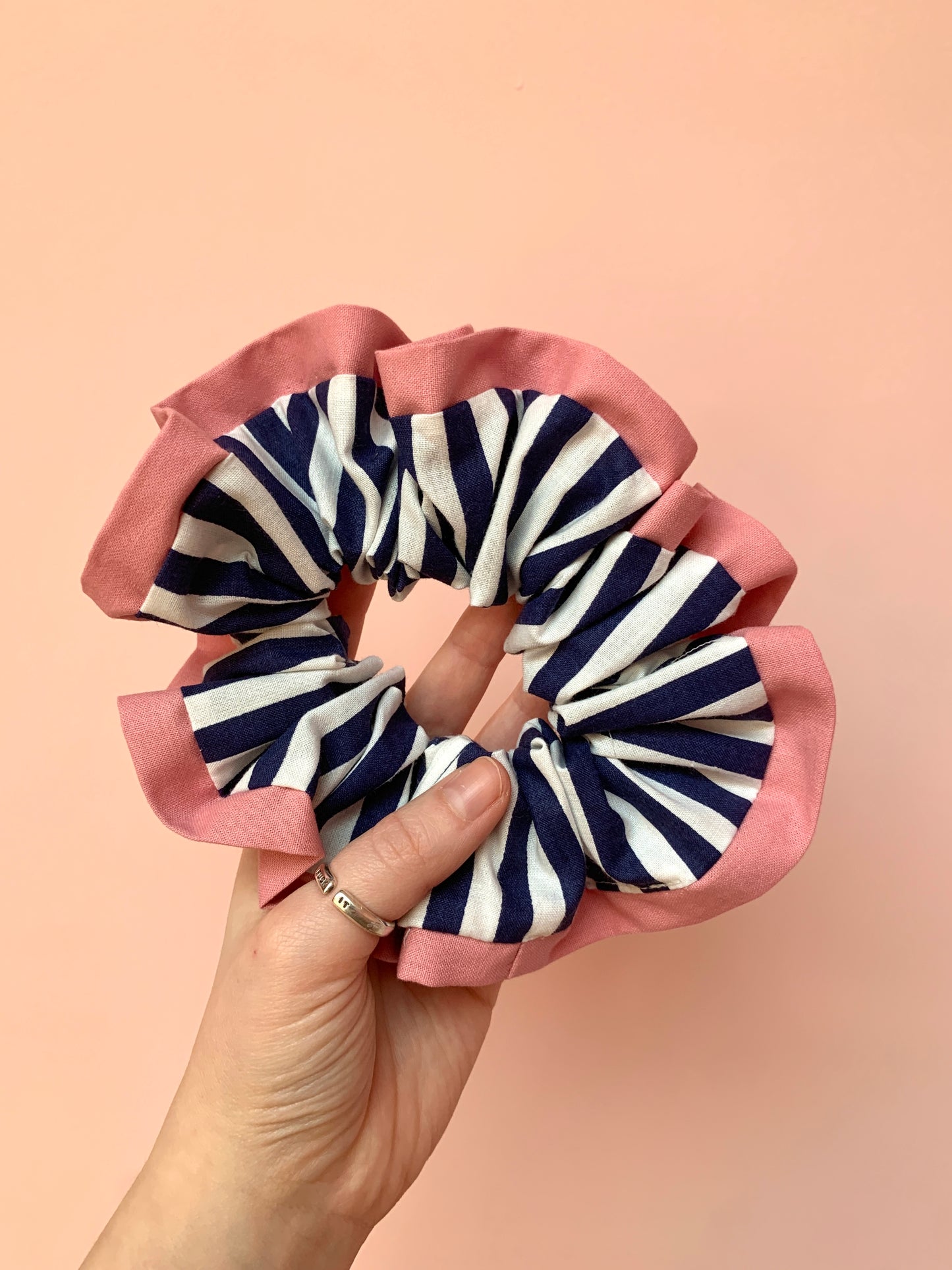 Blue Stripy | Trimmed Scrunchie