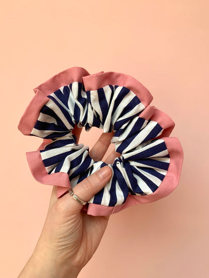 Blue Stripy | Trimmed Scrunchie