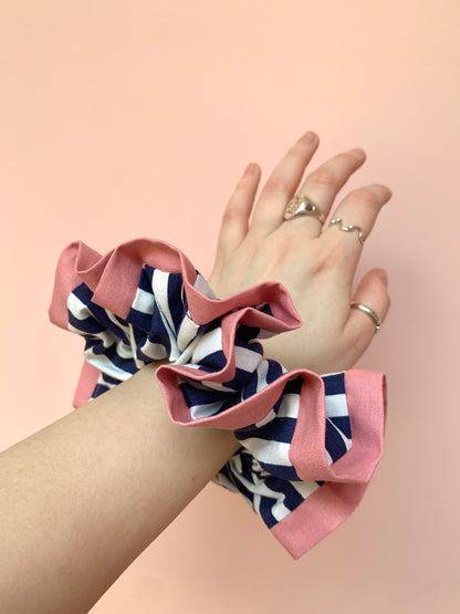 Blue Stripy | Trimmed Scrunchie