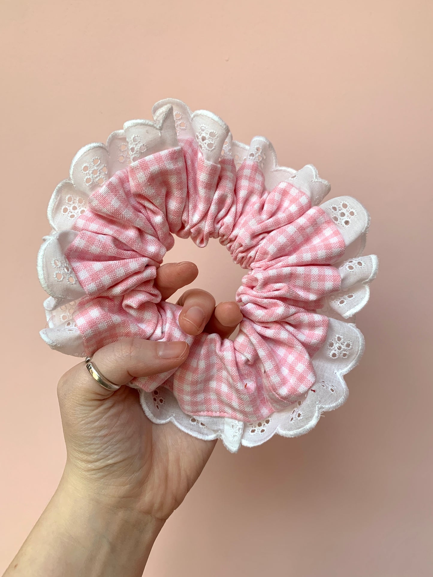 Pink Gingham | Trimmed Scrunchie