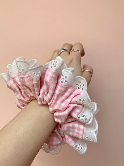 Pink Gingham | Trimmed Scrunchie