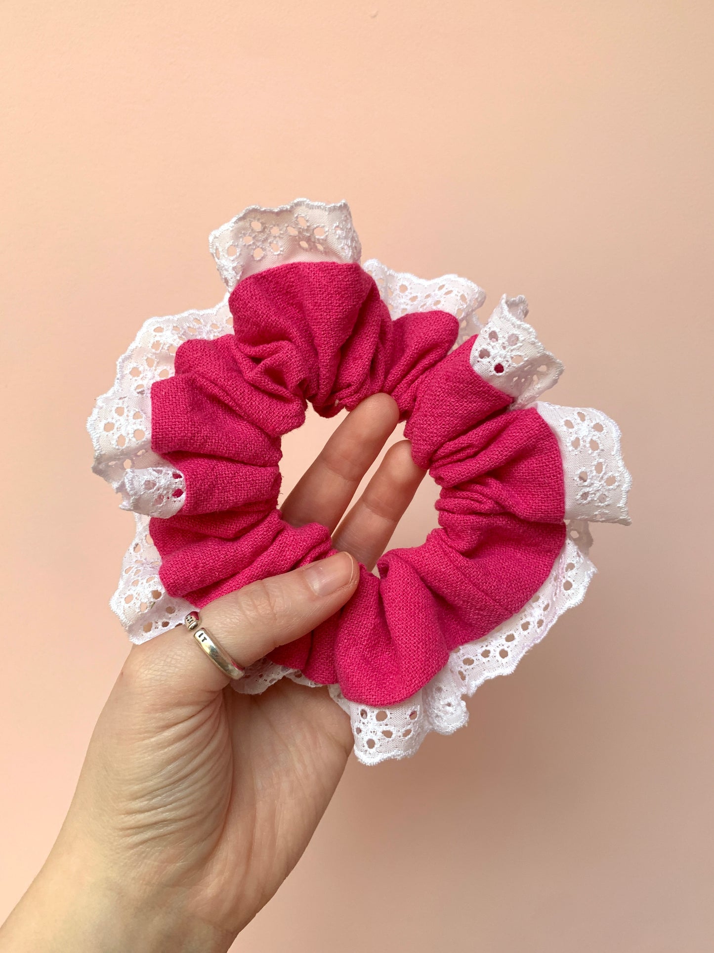 Pink Linen | Trimmed Scrunchie