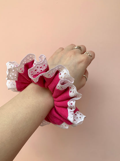 Pink Linen | Trimmed Scrunchie