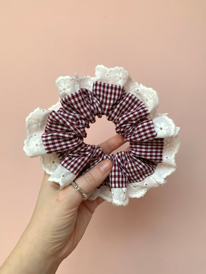 Berry Gingham | Trimmed Scrunchie