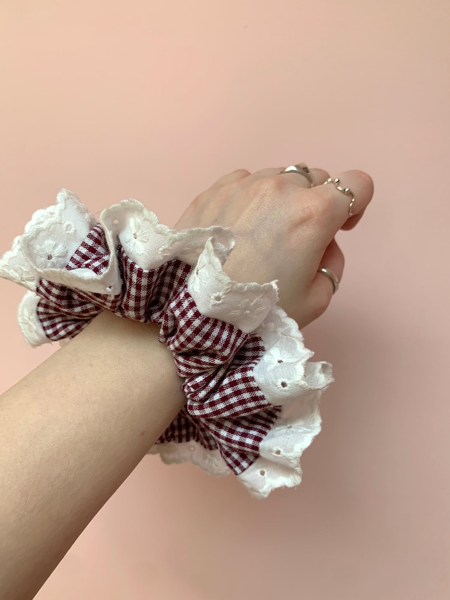 Berry Gingham | Trimmed Scrunchie