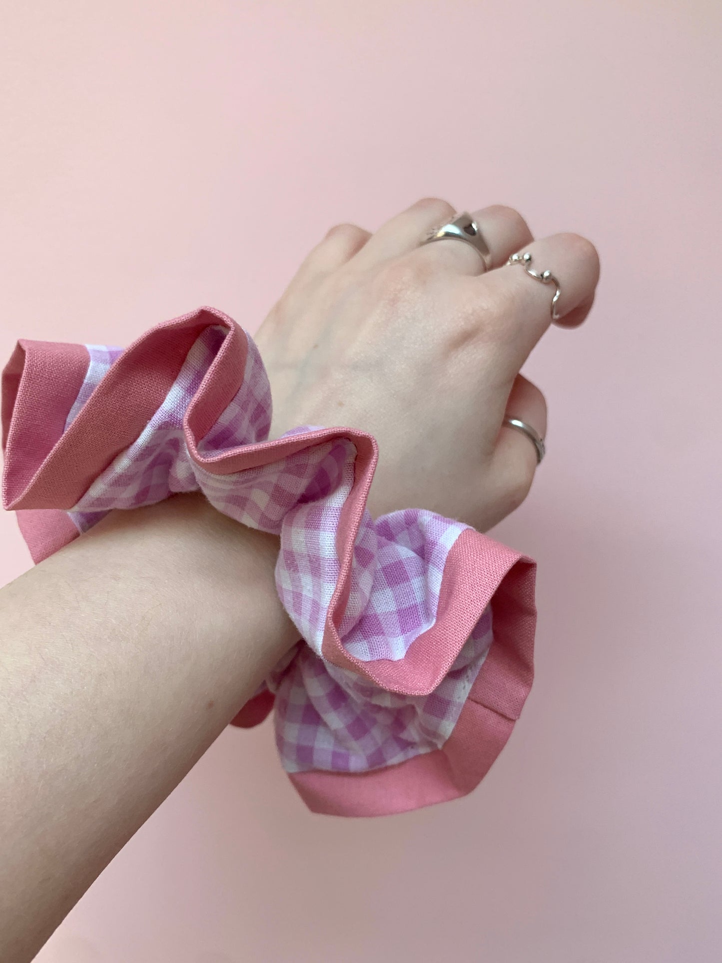 Lilac Gingham | Trimmed Scrunchie