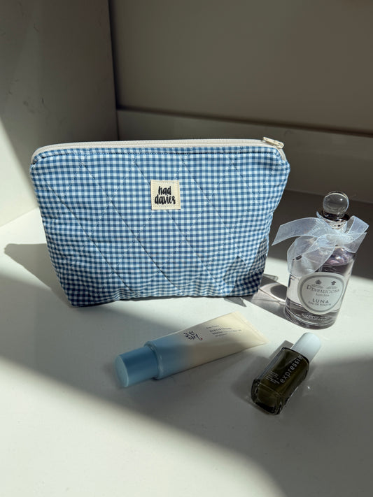 Blue Gingham Large Pouch