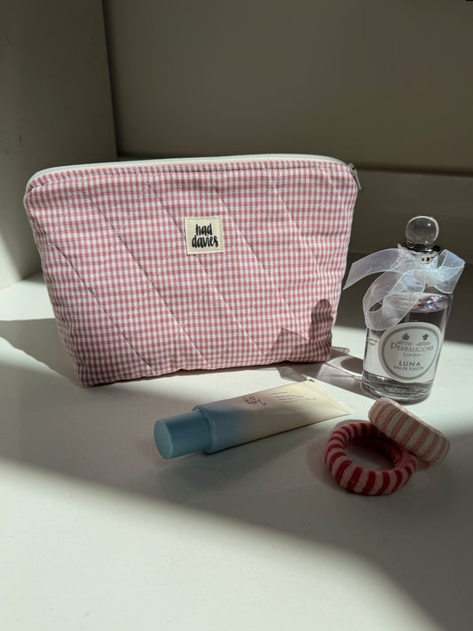 Pink Gingham Large Pouch