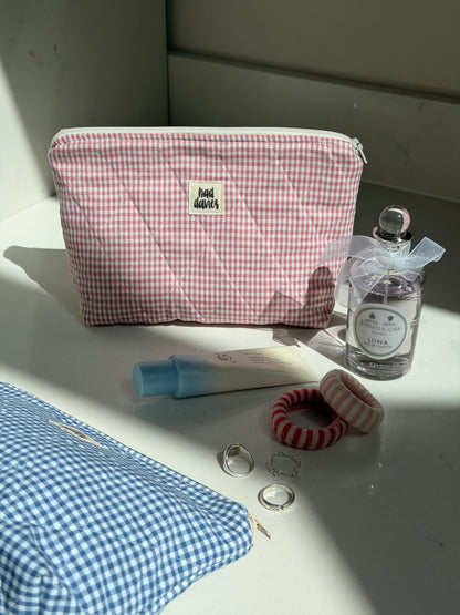 Pink Gingham Large Pouch