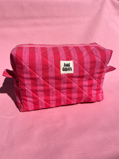 Pink and Red Stripy Large Boxy Pouch