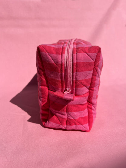 Pink and Red Stripy Large Boxy Pouch