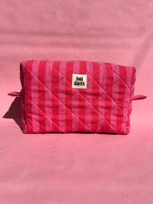 Pink and Red Stripy Large Boxy Pouch