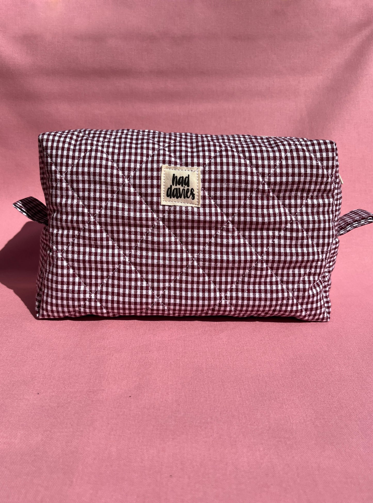 Berry Gingham Large Boxy Pouch