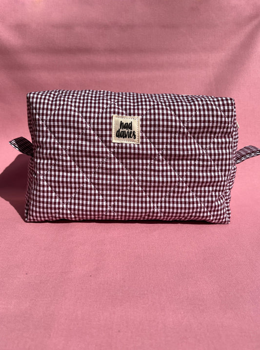 Berry Gingham Large Boxy Pouch