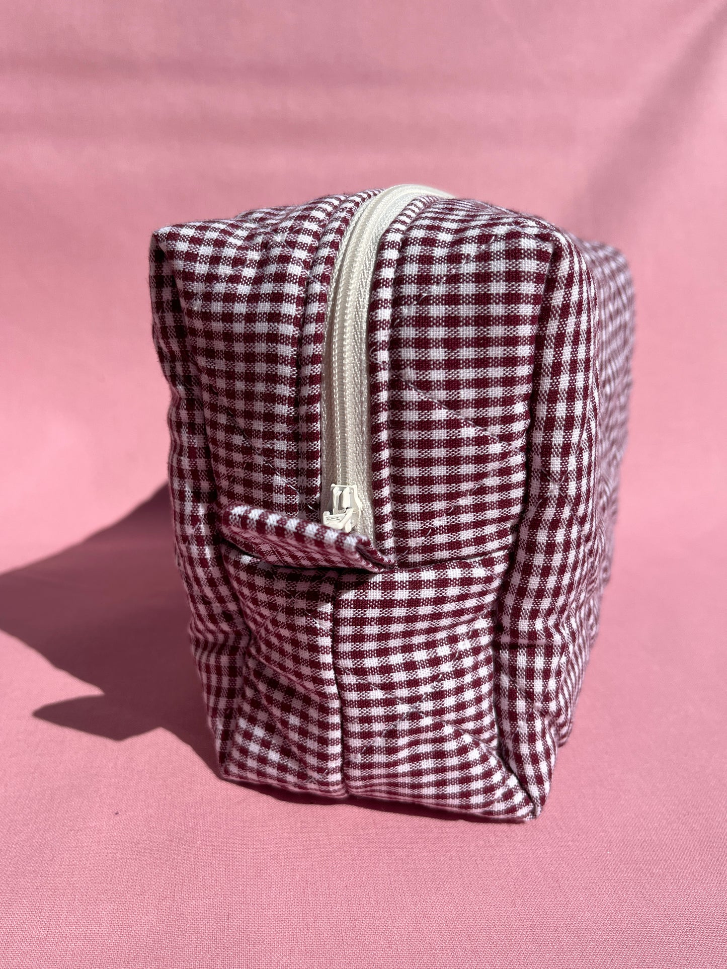 Berry Gingham Large Boxy Pouch