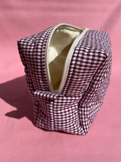 Berry Gingham Small Boxy Pouch