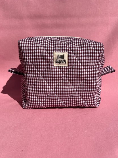 Berry Gingham Small Boxy Pouch
