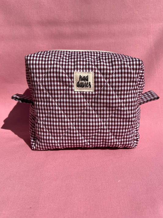 Berry Gingham Small Boxy Pouch
