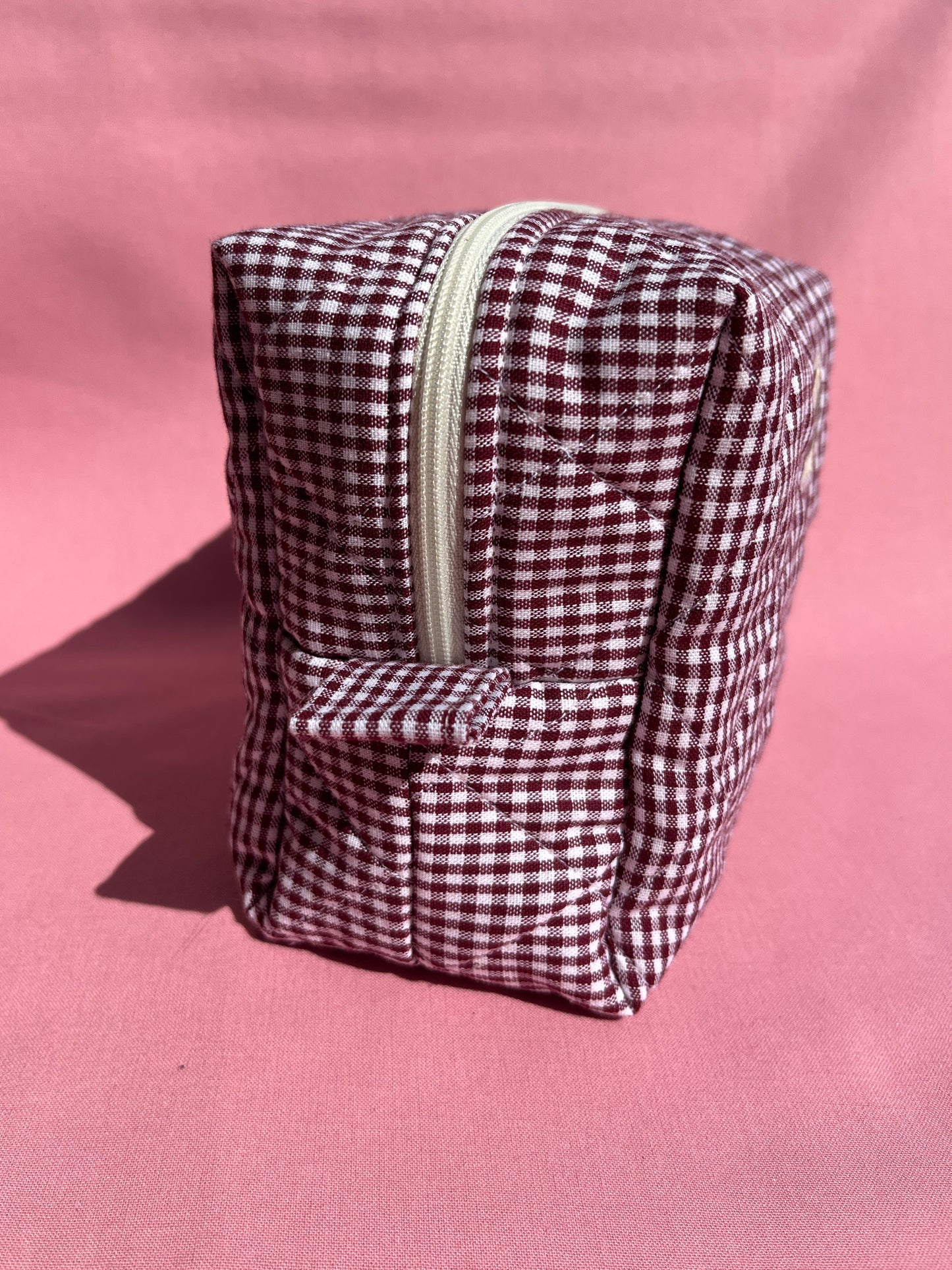 Berry Gingham Small Boxy Pouch