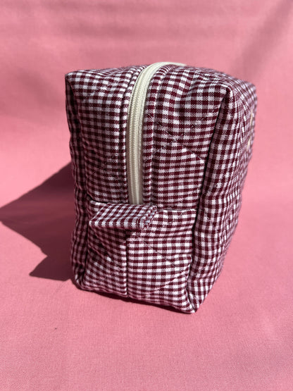 Berry Gingham Small Boxy Pouch