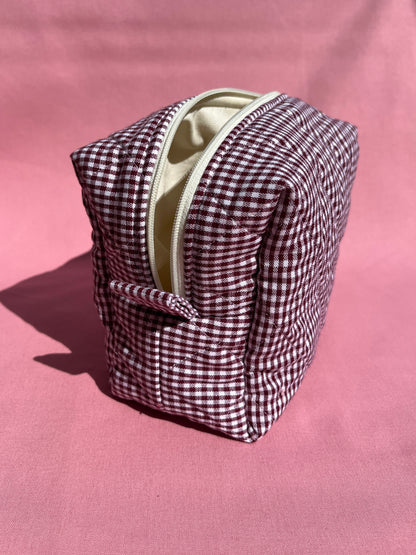 Berry Gingham Small Boxy Pouch