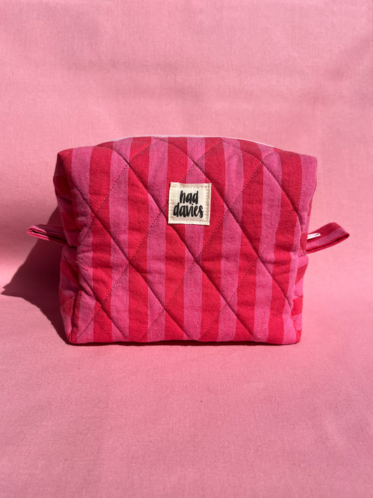 Pink and Red Stripy Small Boxy Pouch