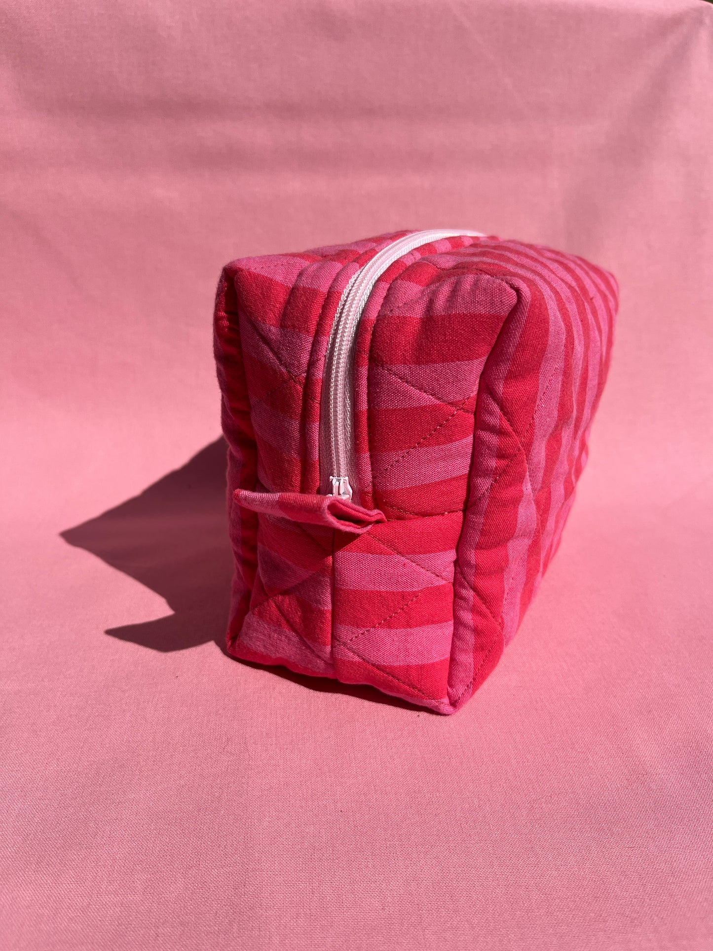 Pink and Red Stripy Small Boxy Pouch
