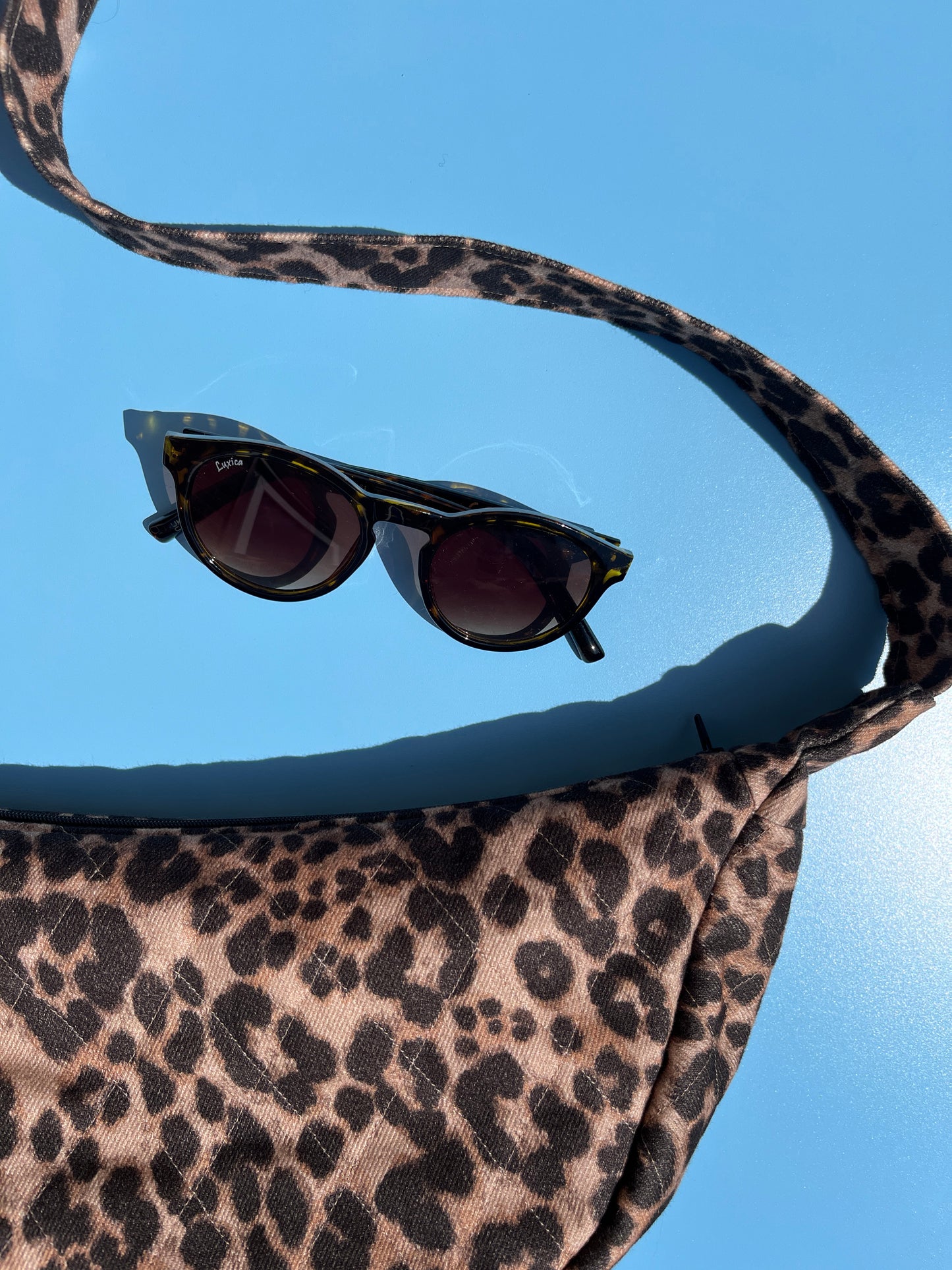 Leopard Print Crescent Shoulder Bag