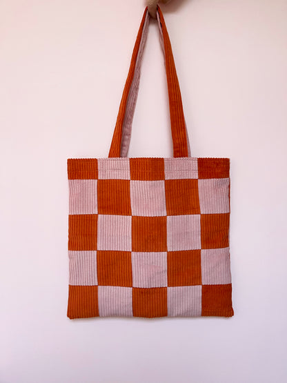 Pink & Orange Checkerboard Tote Bag