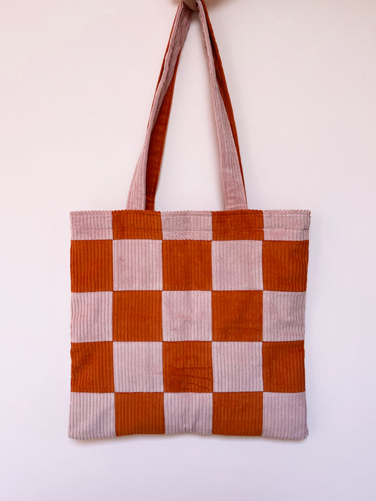 Pink & Orange Checkerboard Tote Bag