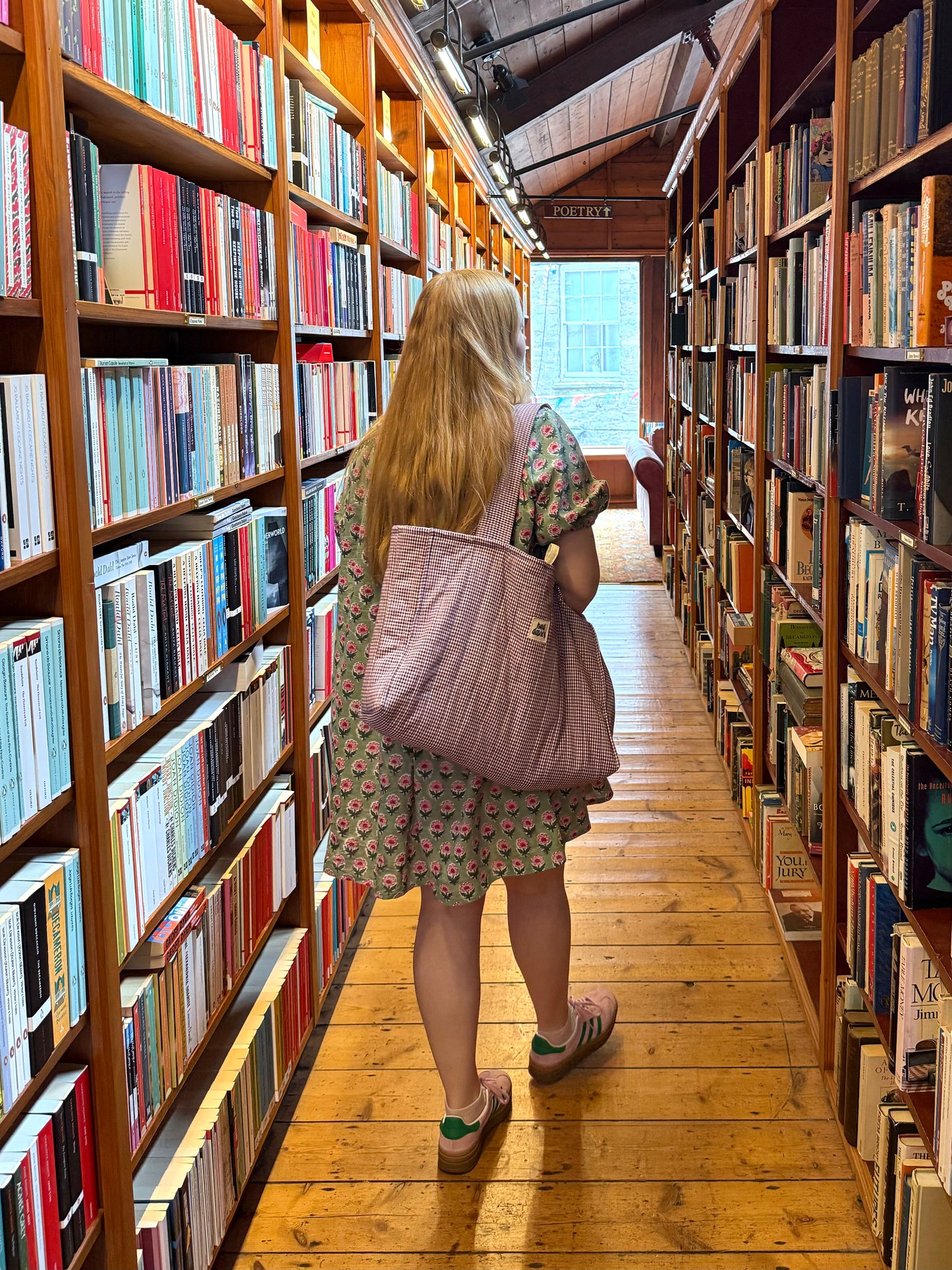 Berry Gingham Oversized Quilted Tote Bag