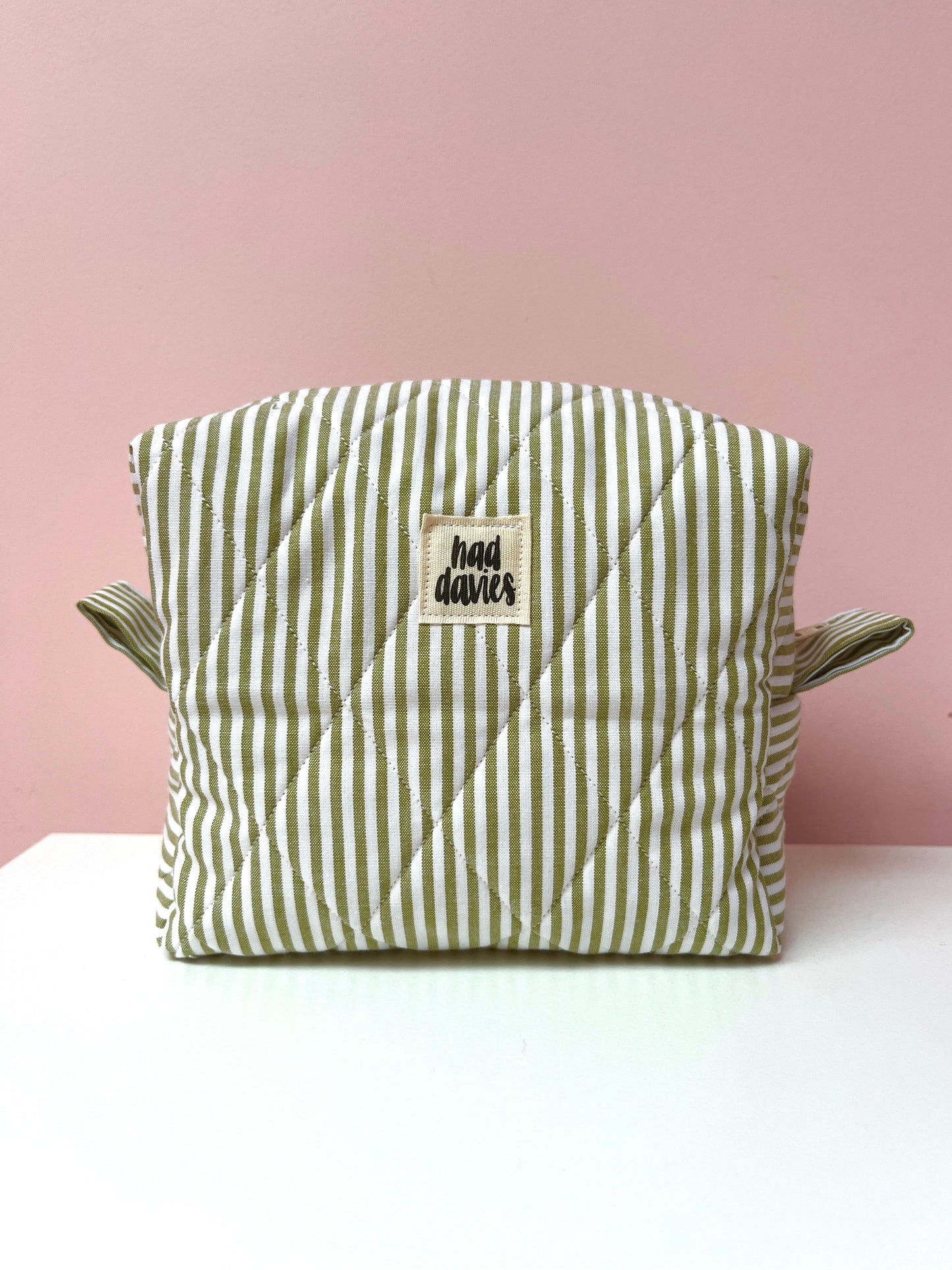 Olive Stripe Small Boxy Pouch