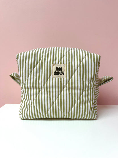 Olive Stripe Small Boxy Pouch