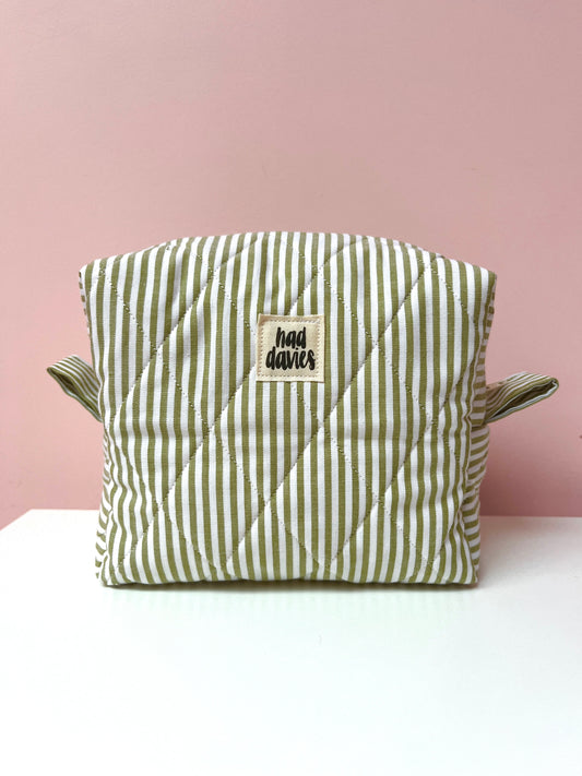 Olive Stripe Small Boxy Pouch