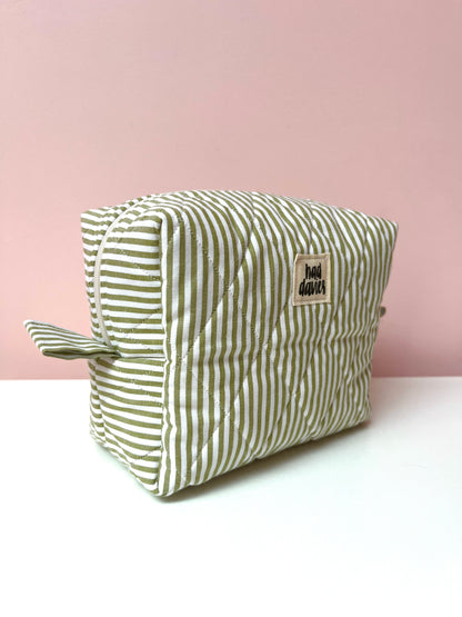 Olive Stripe Small Boxy Pouch