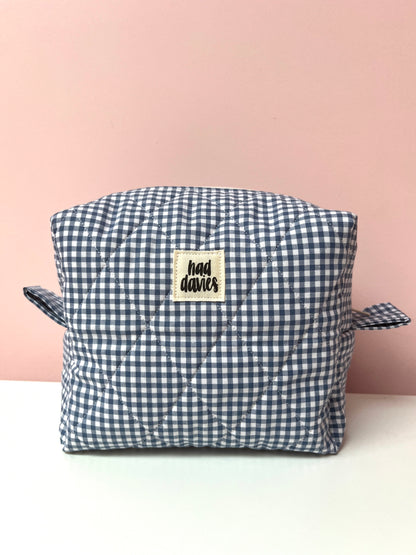 Blue Gingham Small Boxy Pouch