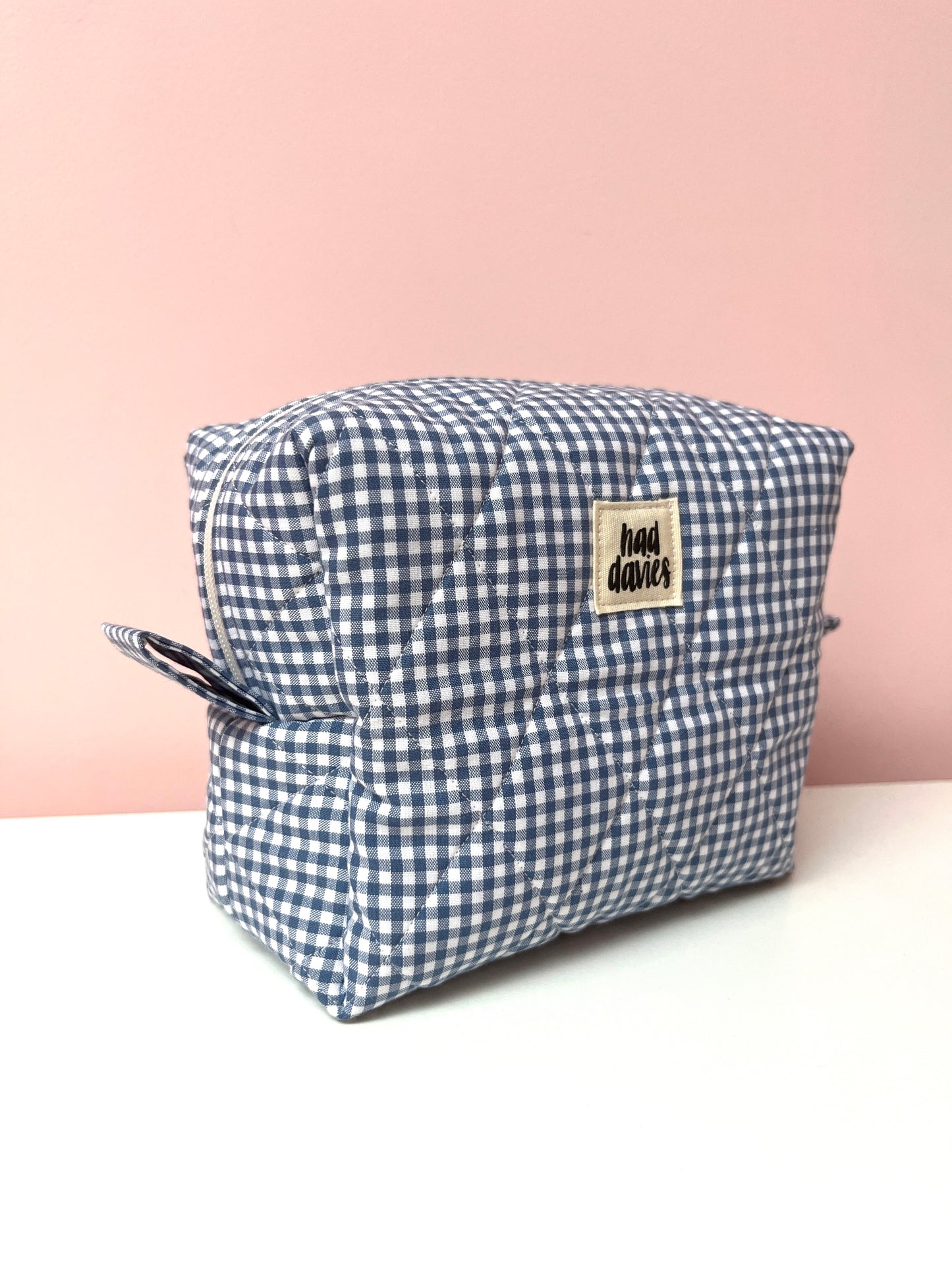 Blue Gingham Small Boxy Pouch