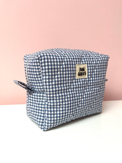 Blue Gingham Small Boxy Pouch