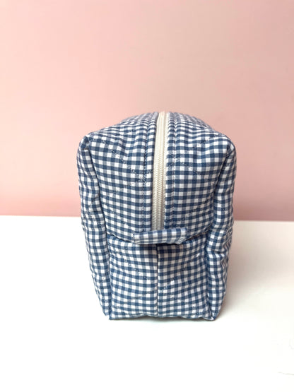 Blue Gingham Small Boxy Pouch