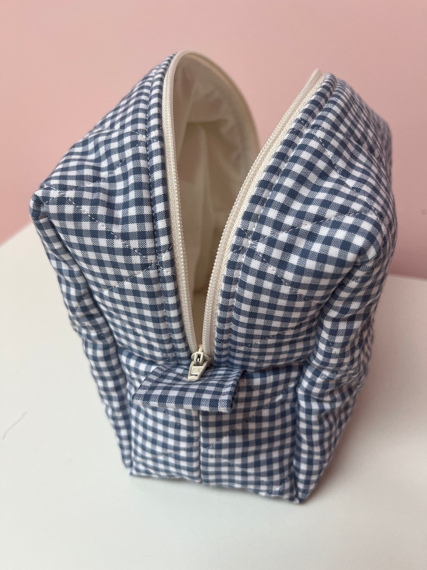 Blue Gingham Small Boxy Pouch