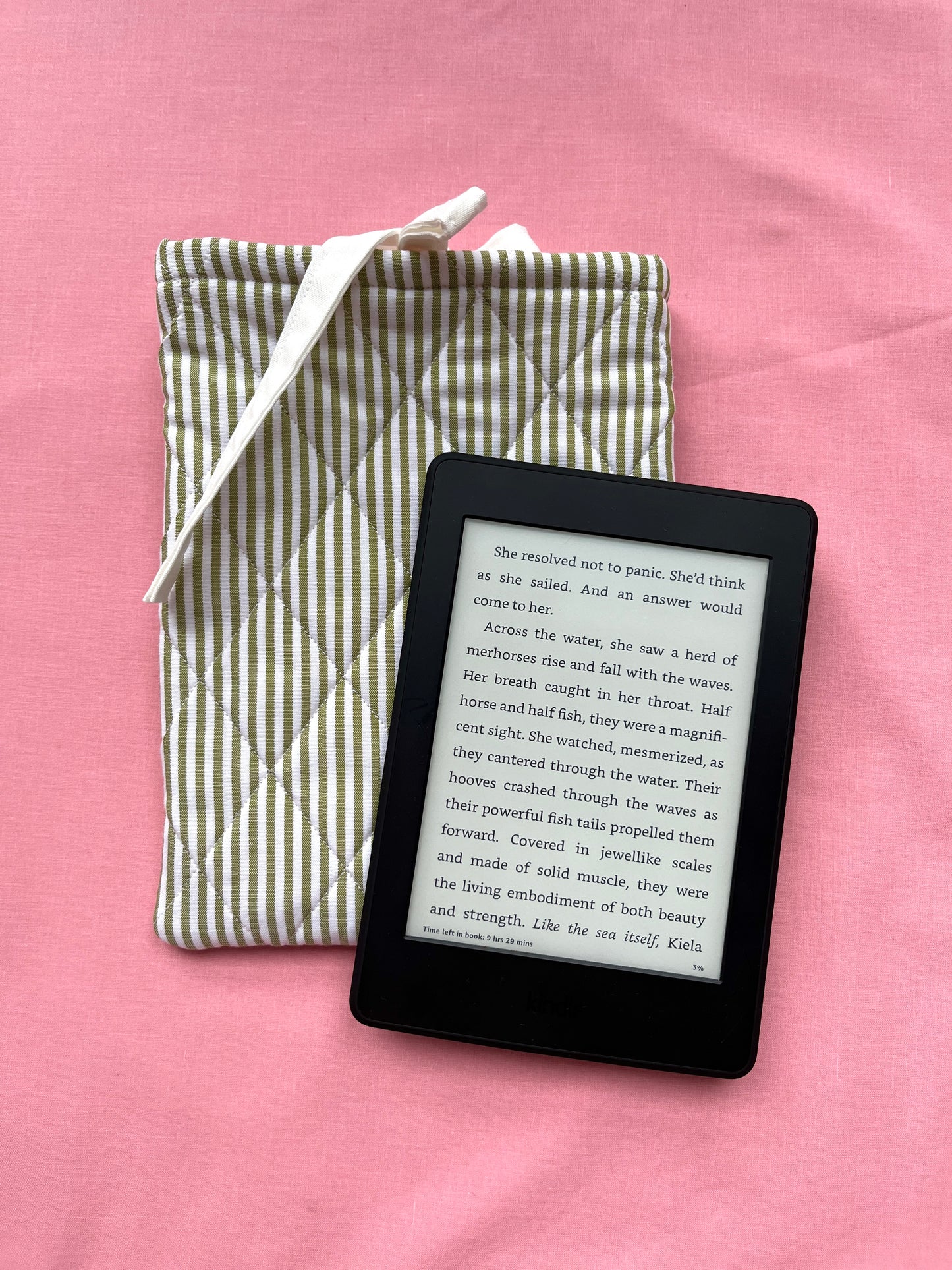 Olive Stripe Kindle Sleeve