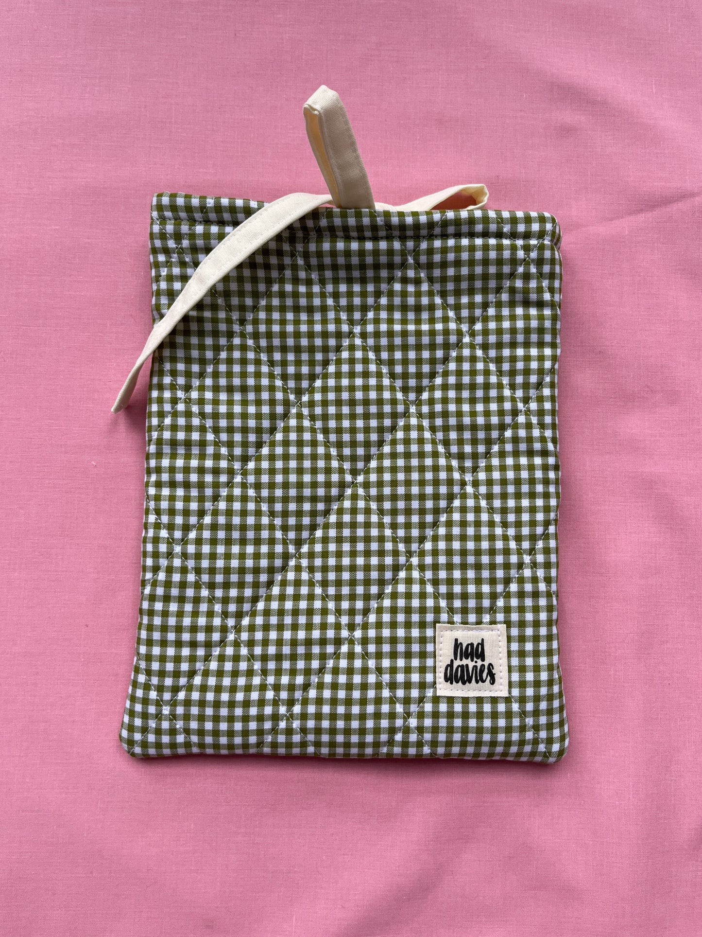 Olive Gingham Kindle Sleeve