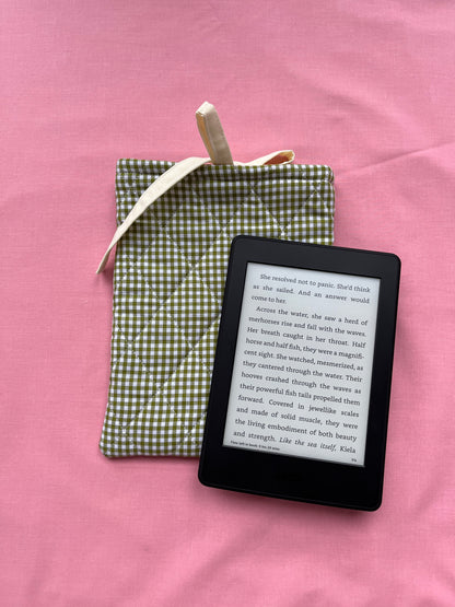 Olive Gingham Kindle Sleeve