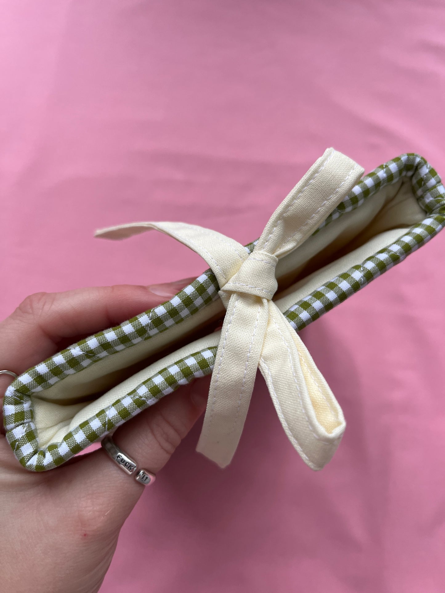 Olive Gingham Kindle Sleeve