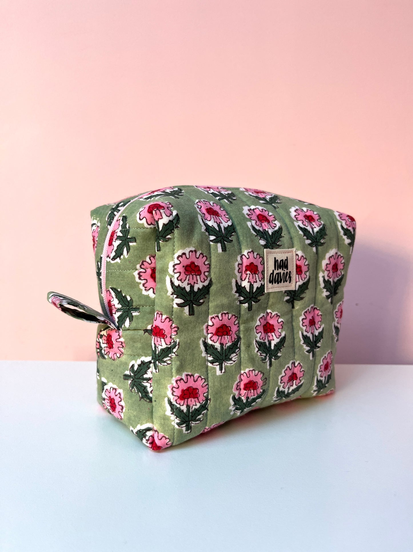 Green Block Print Small Boxy Pouch | Limited Edition