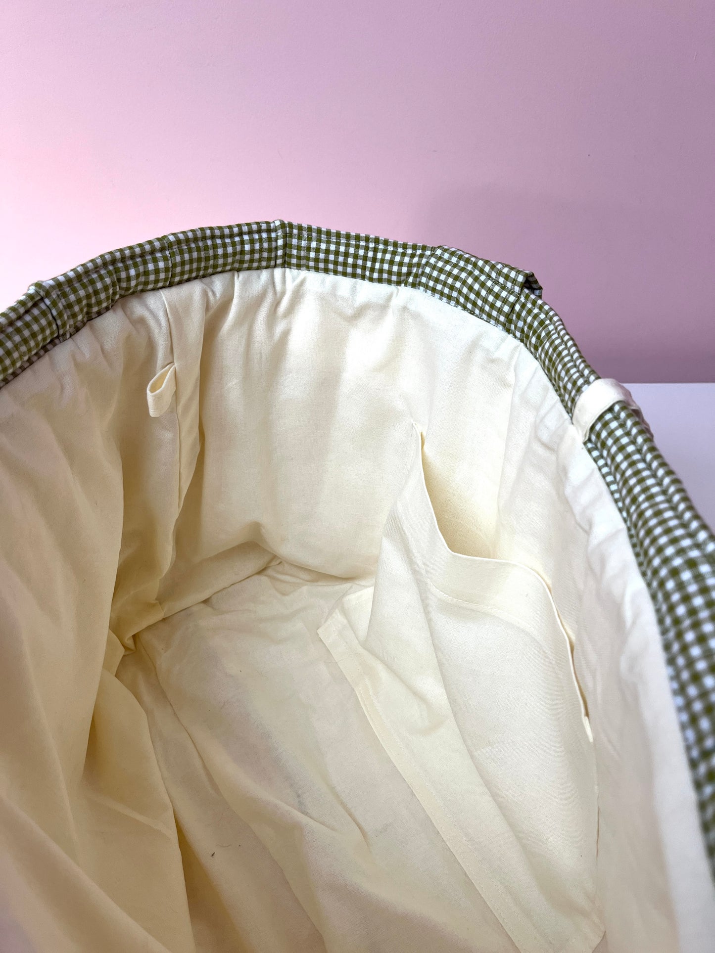 Olive Gingham Oversized Quilted Tote Bag